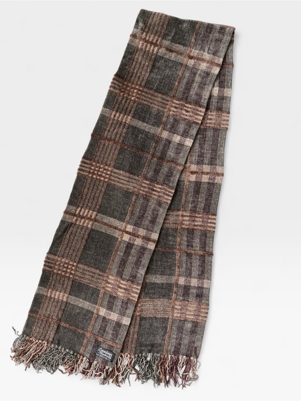 Vintage Loominus Handwovens Chenille Plaid Scarf Made in USA